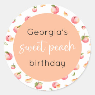 Sweet Peach Birthday Classic Round Sticker