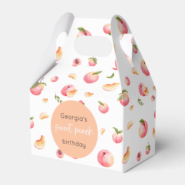 Sweet Peach Birthday Favor Boxes (Front Side)