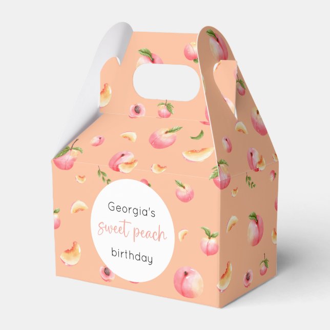 Sweet Peach Birthday Favor Boxes (Front Side)