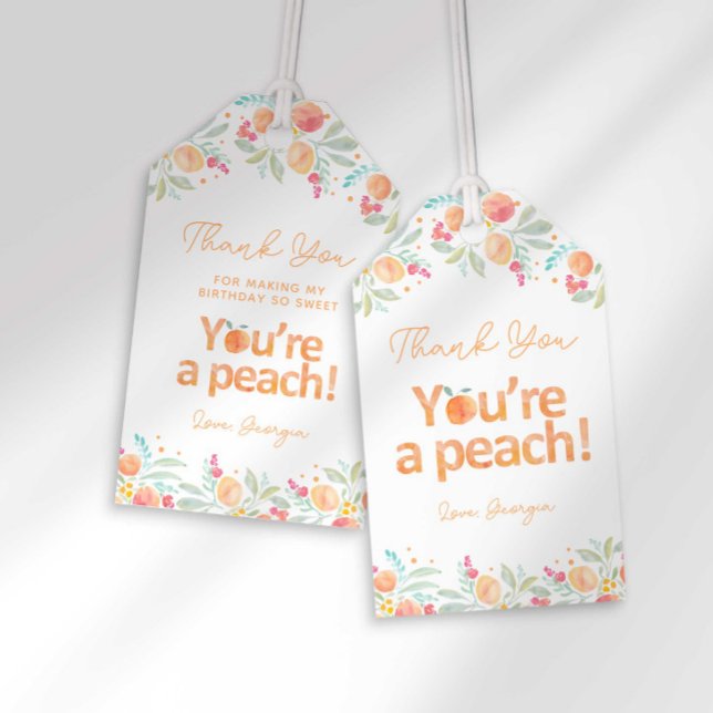 Sweet Peach Birthday Favor Tag (Creator Uploaded)