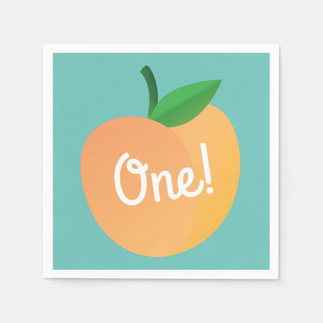 Sweet Peach Birthday Party Napkins (Front)