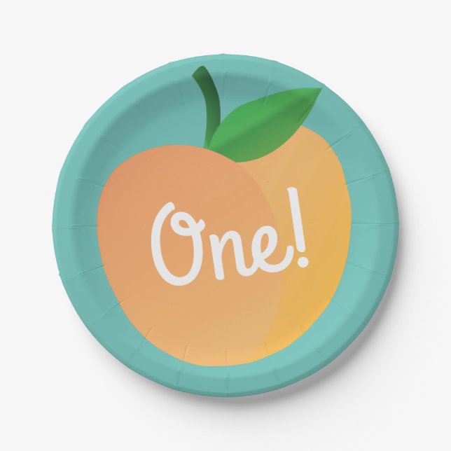 Sweet Peach Birthday Party Paper Plates (Front)