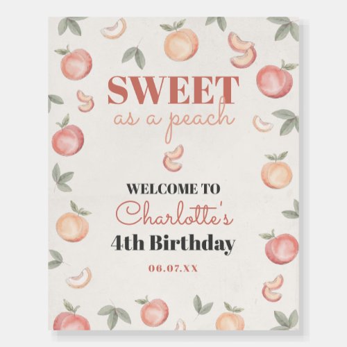 sweet peach birthday party welcome sign