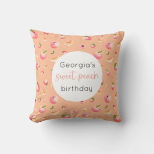 Sweet Peach Birthday Throw Pillow