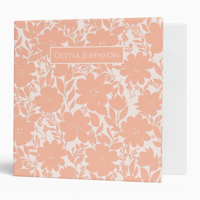 Sweet Peach Blossom Flowers 3 Ring Binder (Front/Inside)