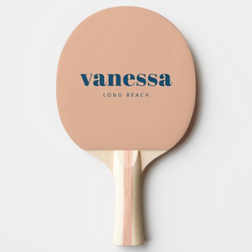 Sweet Peach & Blue Minimal Modern Classic Name Ping Pong Paddle