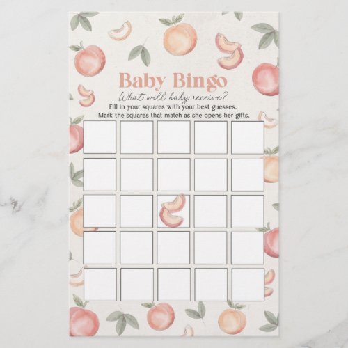 sweet peach boho baby bingo baby shower game 