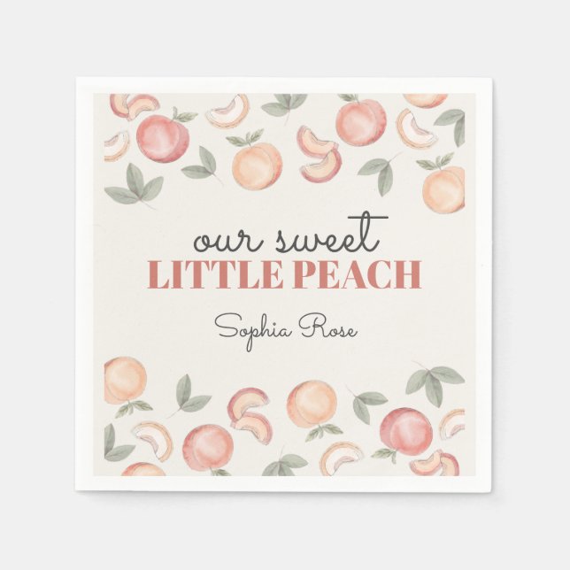 sweet peach boho birthday or baby shower napkins (Front)