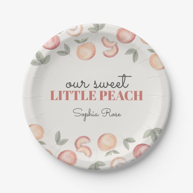 sweet peach boho birthday or baby shower paper plates (Front)