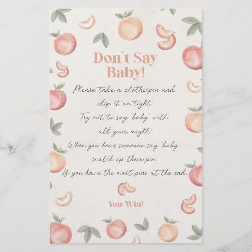 sweet peach boho dont say baby shower game 