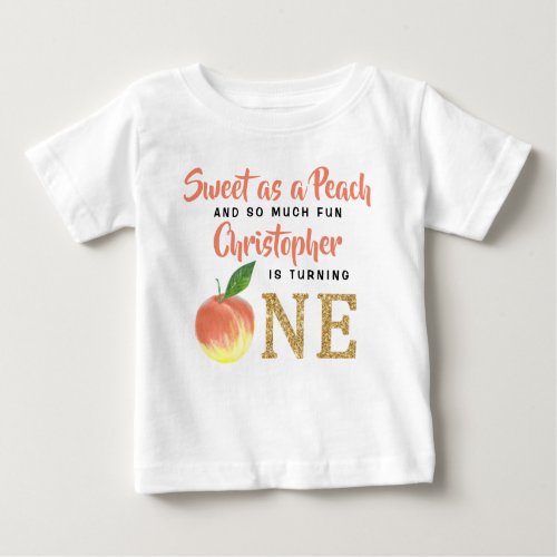 Sweet Peach Boys 1st Birthday Baby T_Shirt