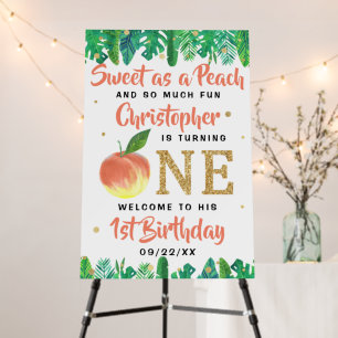 Sweet Peach Boys 1st Birthday Welcome Foam Board