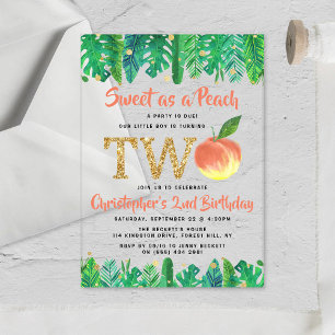 Sweet Peach Boys 2nd Birthday Acrylic Invitations