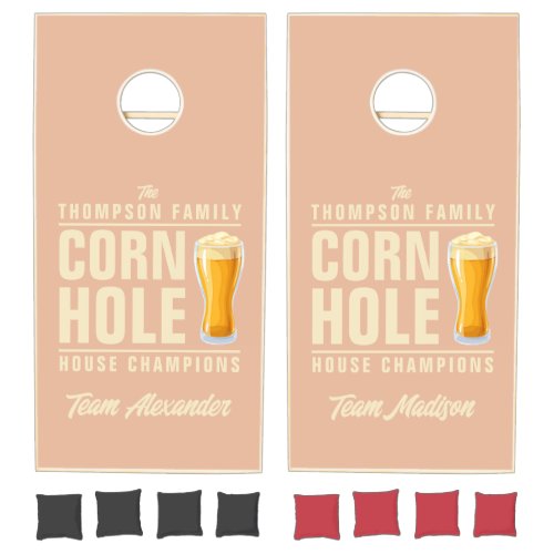 Sweet Peach Brew Battle Champions Team Names Cornhole Set