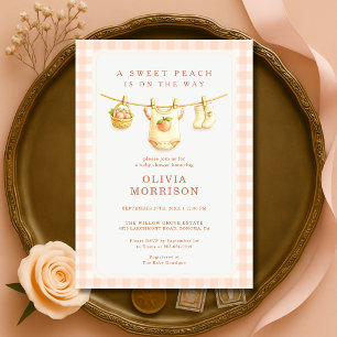 Sweet Peach Clothesline Summer Baby Shower Invitation