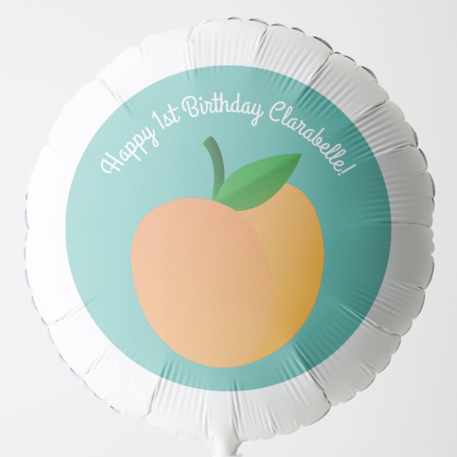 Sweet Peach Cute Fruit 1st Birthday Party Theme Balloon (Front)
