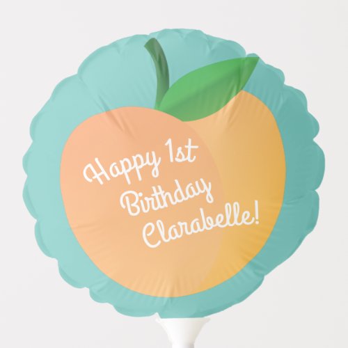 Sweet Peach Cute Fruit 1st Birthday Party Theme Balloon