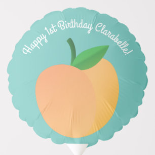 Sweet Peach Cute Fruit 1st Birthday Party Theme Balloon