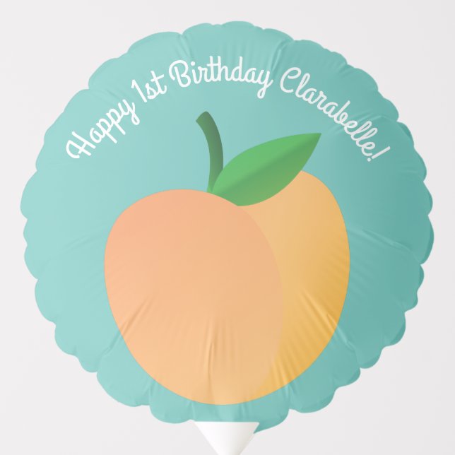 Sweet Peach Cute Fruit 1st Birthday Party Theme Balloon (Front)