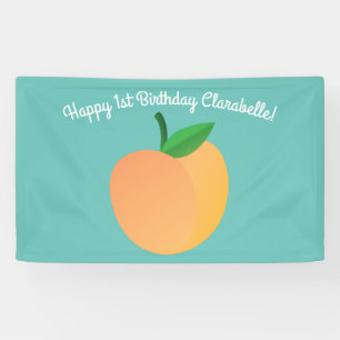 Sweet Peach Cute Fruit 1st Birthday Party Theme Banner