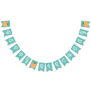Sweet Peach Cute Fruit 1st Birthday Party Theme Bunting Flags