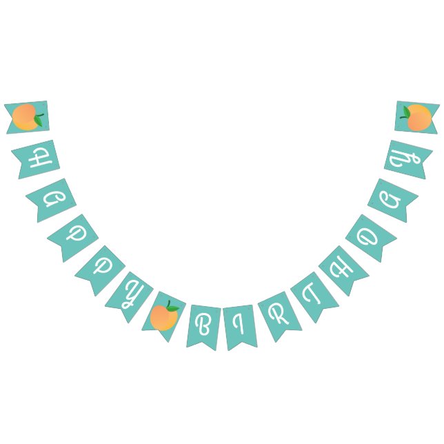 Sweet Peach Cute Fruit 1st Birthday Party Theme Bunting Flags (All)
