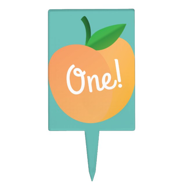 Sweet Peach Cute Fruit 1st Birthday Party Theme Cake Topper (Front)