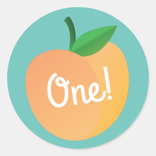 Sweet Peach Cute Fruit 1st Birthday Party Theme Classic Round Sticker