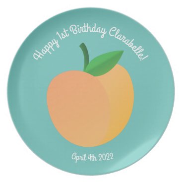 Sweet Peach Cute Fruit 1st Birthday Party Theme Dinner Plate