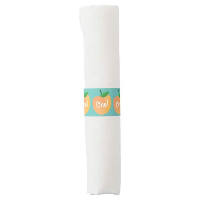 Sweet Peach Cute Fruit 1st Birthday Party Theme Napkin Bands (Front)