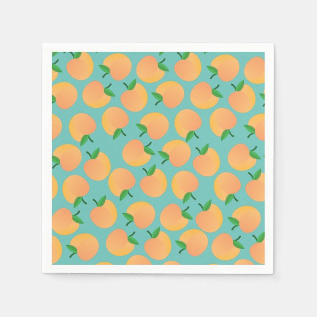Sweet Peach Cute Fruit 1st Birthday Party Theme Napkins (Front)