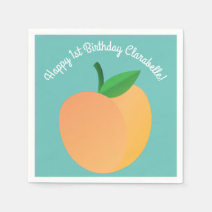 Sweet Peach Cute Fruit 1st Birthday Party Theme Napkins