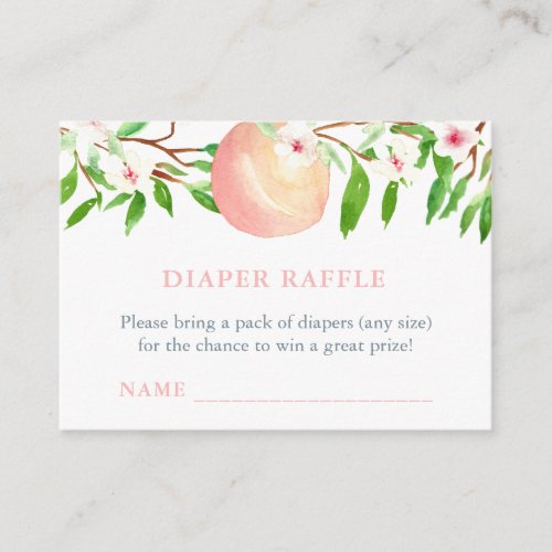 Sweet Peach Diaper Raffle Ticket Girl Baby Shower Enclosure Card