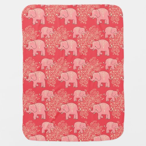 Sweet Peach elephants cozy baby blanket