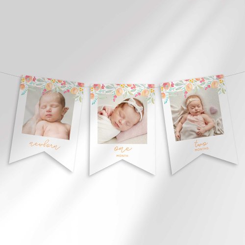 Sweet Peach First Birthday Photo Banner