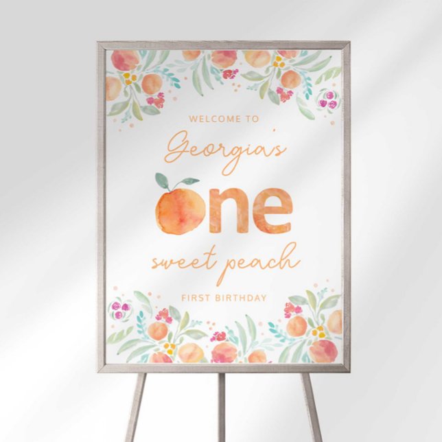 Sweet Peach First Birthday Welcome Sign (Creator Uploaded)