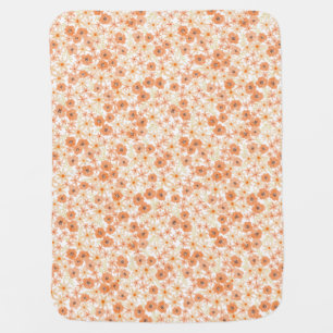 Sweet Peach floral ditsy pattern, daisy flowers Baby Blanket