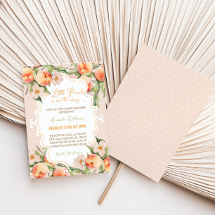 Sweet Peach Floral Pink Summer Baby Girl Shower Invitation