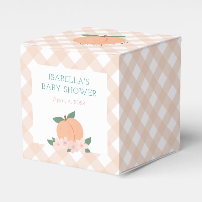 Sweet Peach & Gingham Favor Boxes (Front Side)