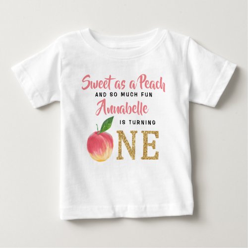 Sweet Peach Girls 1st Birthday Baby T_Shirt