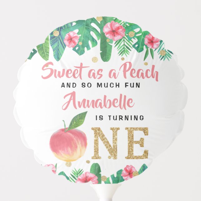 Sweet Peach Girls 1st Birthday Balloon (Front)