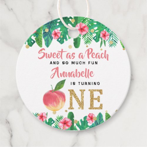 Sweet Peach Girls 1st Birthday Favor Tags