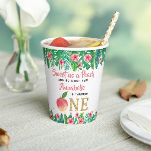 Sweet Peach Girls 1st Birthday Paper Cups