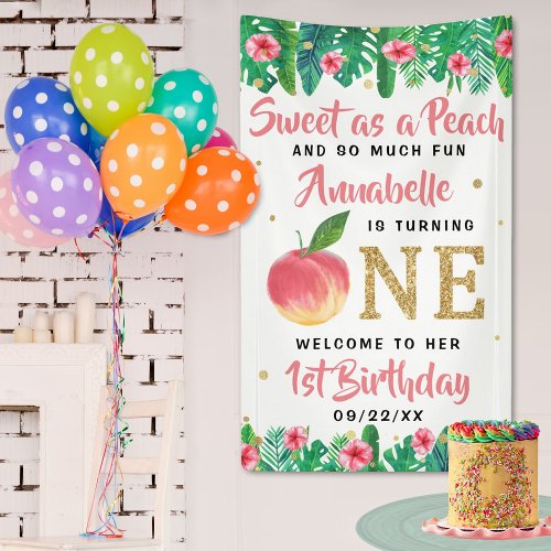 Sweet Peach Girls 1st Birthday Welcome Banner