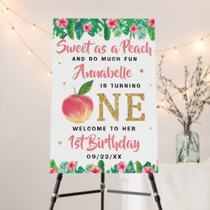 Sweet Peach Girls 1st Birthday Welcome Foam Board
