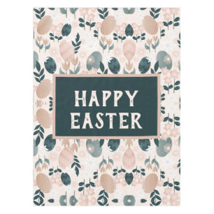 Sweet Peach Green Boho Botanical Easter Egg Tablecloth
