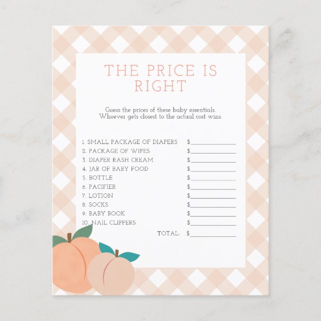 Sweet Peach | Guess the Price Shower Game (Front)