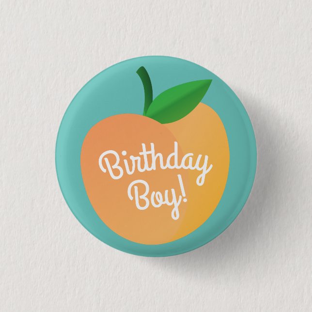 Sweet Peach Kids Birthday Party Button (Front)