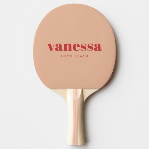 Sweet Peach Minimal Modern Classic Name Ping Pong Paddle