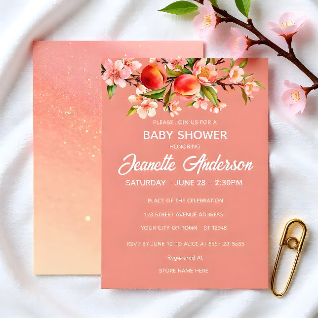 Sweet Peach Orchard Baby Shower Invitation (Creator Uploaded)